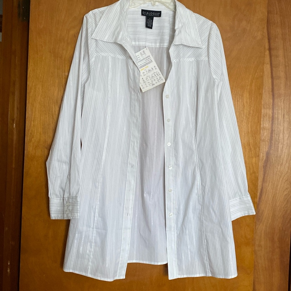 White shirt with silver thread...longer...new